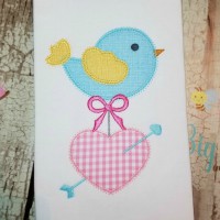 Bird with Heart Machine Applique Design